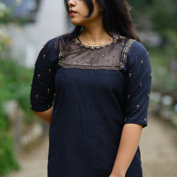 Black hand work kurti
